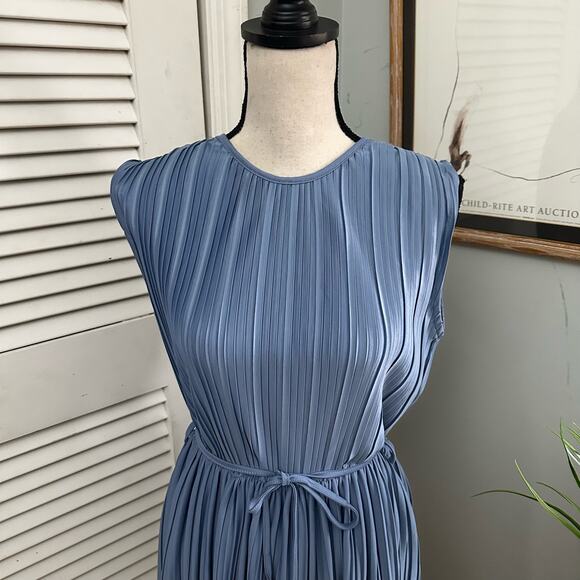 FISHERFIELD Womens Dress Blue Pleated Knee Length Preppy Capsule Spring 36 US S - Picture 2 of 13